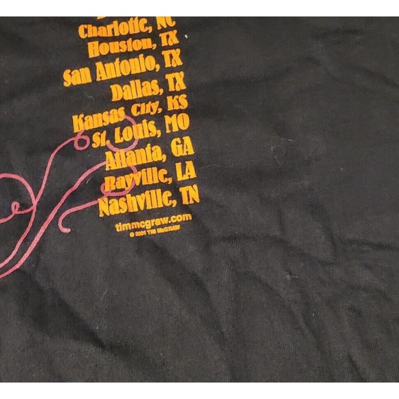 Vintage Tim McGraw On Tour 2001 T Shirt XL Black Country Music Bud Light - Picture 7 of 7